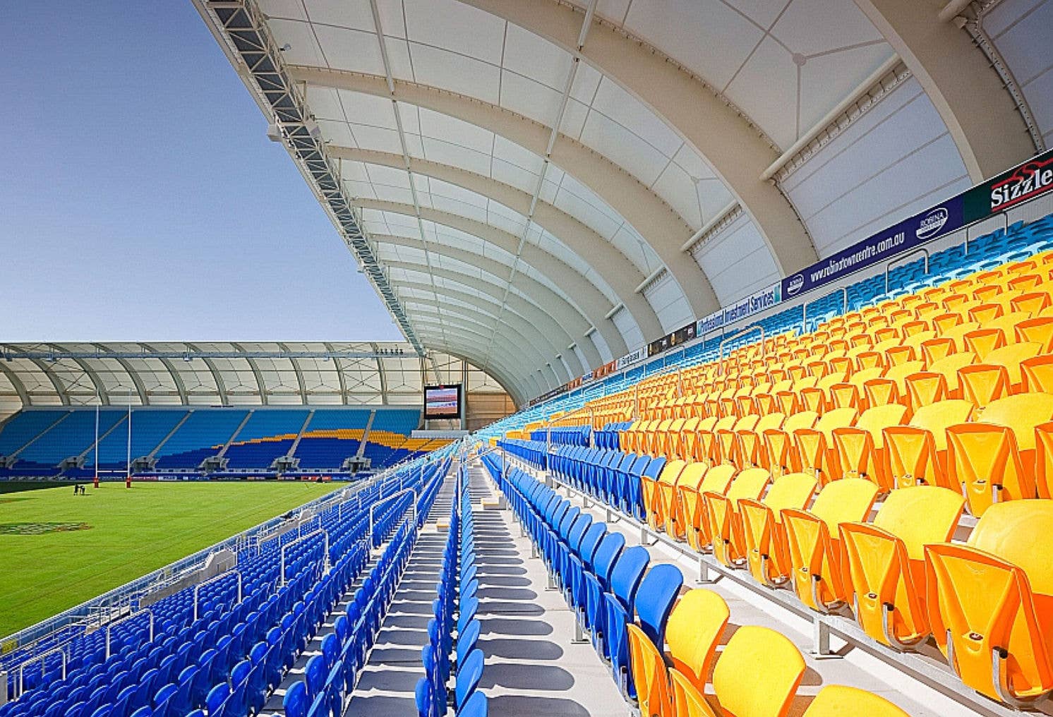 Aerial of the seats at stadium