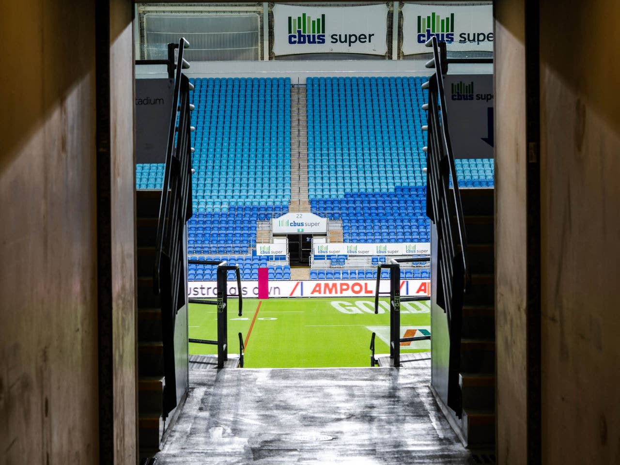 Aisle Shot - with view of blue stadium seating