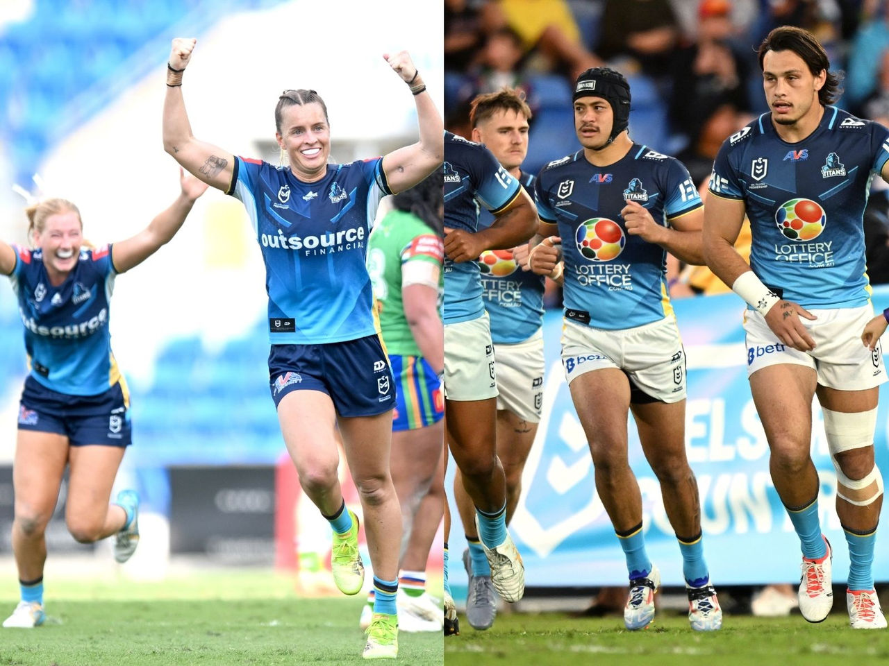 NRL & NRLW Titans teams on the field