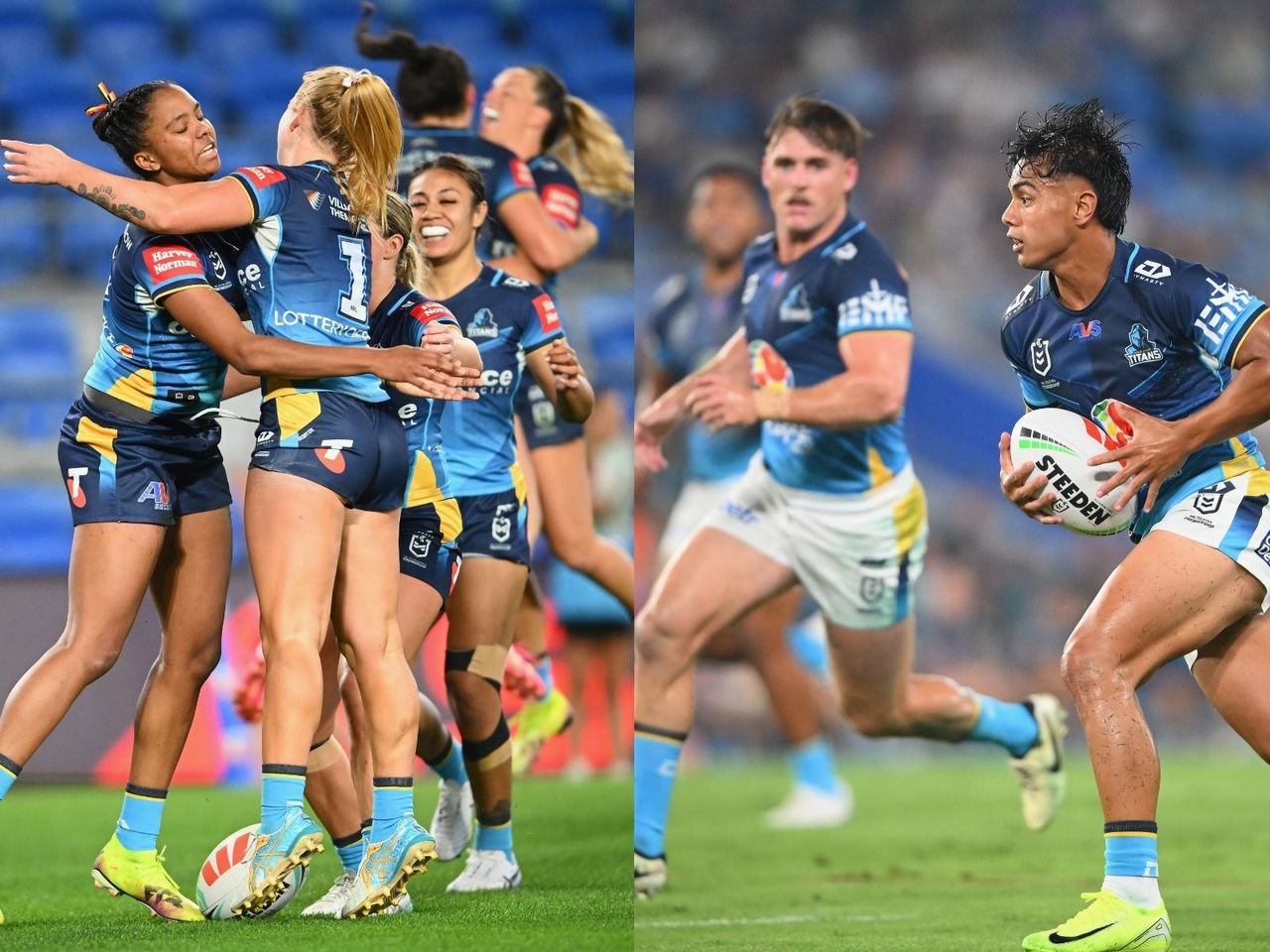 NRL & NRLW Titans teams on the field