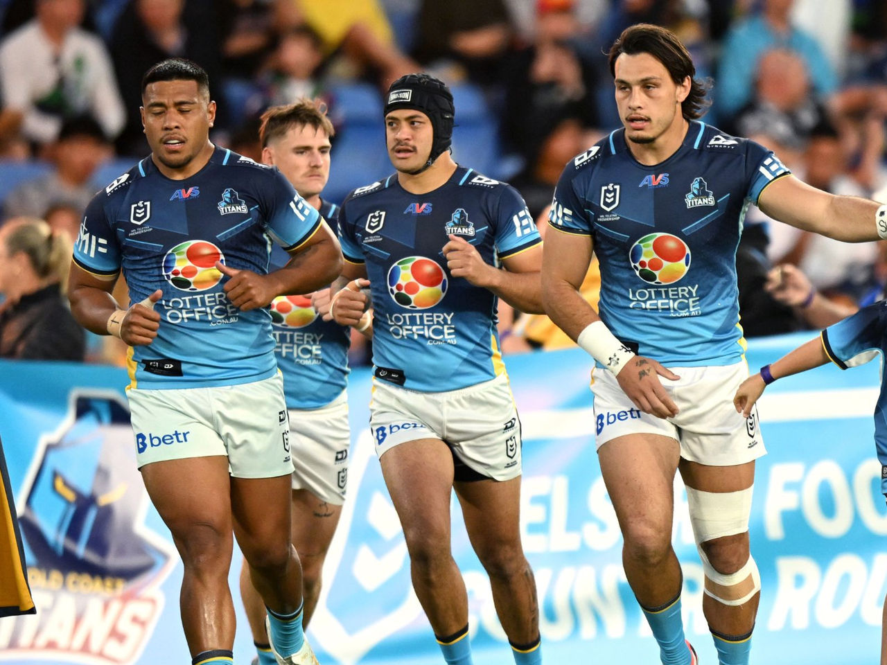 NRL Gold Coast Titans running out onto the field